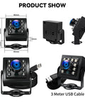 1080P USB Camera With 60FPS High Speed Capture, 170 Degree Fisheye Wide Angle, IR Night Vision And Auto IR Cut, USB cable shown
