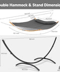 Diagram of Portable Standing Patio Hammock With Foldable Steel Stand, Heavy Duty Frame Supports Up To 475 Lbs, Dark Gray