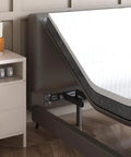 Heavy Duty Headboard Brackets For Metal Bed Frame Adjustable Mounting Hardware With Footboard Extension Kit Universal Fit Twin Full Queen King Matte Black shown with a tilted mattress.