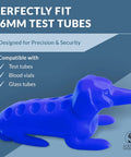 Dachshund Shaped Test Tube Rack For 16mm Lab Tubes Vertical Storage That Holds 10 Glass And Plastic Tubes Vial Holder Phlebotomy Gear Royal Blue Desk Sidekick.
