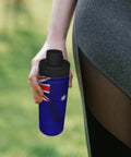 Person holding Flag Print Insulated Water Bottle For Outdoor Adventures And Gym, Double Wall Stainless Steel Keeps Hot Coffee Or Ice Cold For Hours