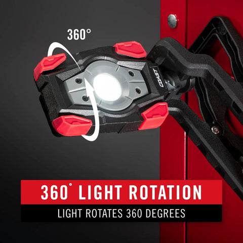 Rechargeable Dual Power LED Work Light With Magnetic Clamp 1750 Lumen Bright Flood Beam 360 Degree Rotating Tilt Wide Angle