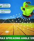 Cordless Seed Spreader Handheld With 3.3L Tank, 8 Level Flow Control, Built-In 2.0Ah Battery, spreading on field