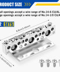 Ground Bar Kit With 11 Terminal Ground Bus Bar No 14-6 Small And 14-1/0 Large Opening 2 Pack shown with bolts