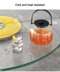 Tempered Glass Lazy Susan Turntable For Dining Table Round Swivel Serving Plate with teapot and glass on top