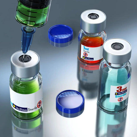 Sterile Empty Vials With Self-Healing Injection Port And Aluminum Plastic Cap Pack Of 10, 2mL Clear Glass Vials For Lab Use, Sterile Packaging, Leak-Free Seal, Ready For Precise Dose Handling; 3 glass vials with caps
