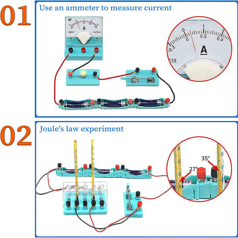 Electricity And Magnetism Kit For Students Hands On Physics Circuit Lab with ammeter and Joule's law setup.