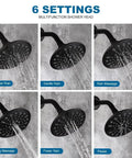 Matte Black Shower Faucet Set With Tub Spout And 6-Spray Touch-Clean Dope Shower Head, Tub And Shower Trim Kit variety settings