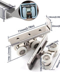 Heavy Duty 2 Piece 4 Wheel Metal Sliding Track Wheel Set With Hanger And Ball Bearing Pulleys for closet barn doors