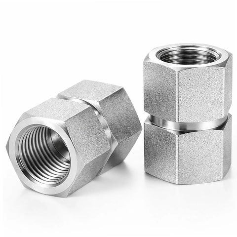 3/8 x 3/8 NPT Hex Coupling Double Female Pipe Fitting, 304 Stainless Steel, Beefy 4500 PSI, 2 Pack