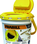 Pro Grade Fishing Gear Storage Heavy Duty Fish Containers For Anglers with yellow lid and handle, dual bait compartments