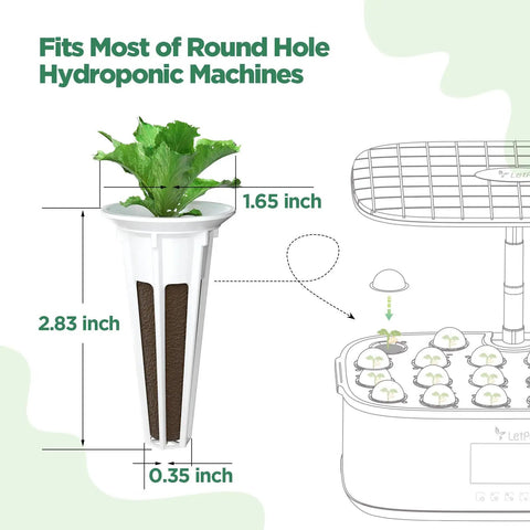 Close-up of seed pod from 200 Pcs Seed Pod Kit With Replacement Grow Sponges And Stickers For Hydroponic Indoor Garden System Includes 100 Sponges And 100 Labels Seed Starter Pods, showing dimensions.