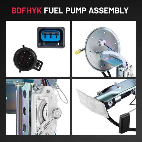 Detailed views of Fuel Pump Assembly E2336S For Ford Crown Victoria Lincoln Town Car Grand Marquis Marauder, components included.