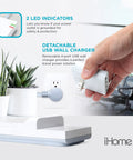 Hand holding detachable USB wall charger plug for Power Rover 9 Outlet Power Strip Surge Protector With 6 Ft Extension Cord.