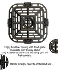 Tough As Nails Air Fryer Grill Crisper Plate Replacement Pan For 2 Quart Mini Oven Nonstick Cooking Rack, top view showing handle and holes.