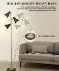 Dope Gold Tree Floor Lamp With Three Adjustable Rotating Lights, Industrial Tall Pole Metal Standing Lamp With 7.8 LB Base