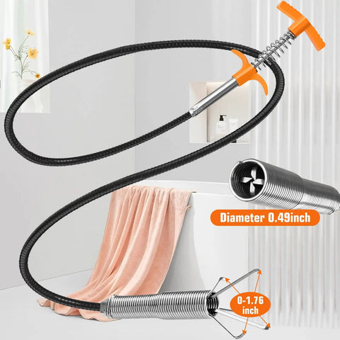 63 Inch Hair Drain Snake Clog Remover Tool With Flexible Grabber Claw For Bathroom Kitchen Shower Toilet Sink Sewer Tub No Chemicals Easy Quick Drain Cleaner For Clogged Drains DIY Home Fix