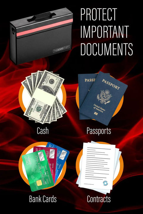 Fireproof Document Box For Legal Docs Passports Cash And Contracts Up To 2000 Fahrenheit 5 By 11 By 3.5 Inches with contents