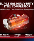 Badass 12V Four Trumpet Train Air Horn Kit With Compact Three Liter Air Tank And High Output Compressor Rig Upgrade For Pickup Trucks Suvs Rvs And Boats, 3L steel compressor with chrome-plated case.