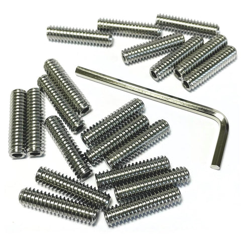 20-Piece 1/4-20 By 1 Inch Stainless Steel Hex Socket Set Screws With Allen Head Grub Style, Allen wrench included