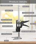 2 Pack Heavy Duty Furniture Panel Lifter With 440 Lb Capacity And Smooth Dual Speed Descent showing detailed parts labeled on tool.