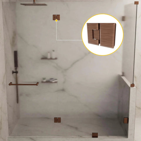 Adjustable Glass To Glass Shower Door Hinge 180 Degree Mount No Fuss Antique Copper Finish, Solid Forged Brass Construction
