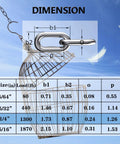Dimensions of One Quarter Inch Six And A Half Foot 304 Stainless Steel Link Chain for Trailers and Towing, load capacities table shown