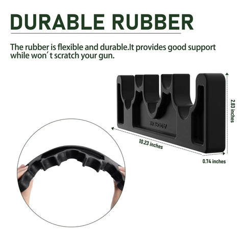 Heavy Duty Rubber Magnetic Gun Rack For Rifles And Shotguns Indoor Gun Safe Organizer showing dimensions and flexibility