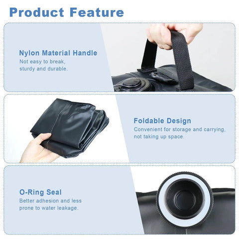 4 Pack Canopy Water Weight Bags 25L Each, 220 Lbs Total, features handle, foldable design, O-ring seal