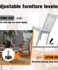 Adjustable furniture levelers before and after use on chairs, featuring the 12 Pack 1/4 Inch Threaded Leveling Feet Set For Furniture Durable Screw In Floor Protectors And Table Levelers Ideal For Tables Cabinets Chairs And Stool Legs Easy Install No Slip Feet.