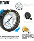 Start and Clean Filter Pressure Gauge for Pool, Spa, Aquarium Pros and DIYers with Two Inch Dial, Plastic Frame