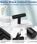 Top Shelf Matte Black Cabinet Knobs And Drawer Pulls 30 Pack Stainless Steel Single Hole T Bar Hardware For Kitchen Bathroom Cupboards 2 Inch Smooth Finish Easy Install Your Home Refresh Game Changer close-up on matte black T bar knob with bolt attachment.