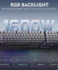 Premium Tri Mode Wireless Gaming Keyboard With Bluetooth And 2.4Ghz Support Plus Steady Usb C Wired Option For Quick Five Device Pairing showing RGB backlight features.