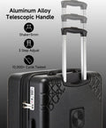Expandable 20 Inch Carry On Luggage With Shock Absorbing Braking Spinner Wheels, Moon And Star Design Shell, TSA Lock, Handle Detail