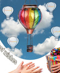 Two Pack Hot Air Balloon Solar Lanterns With Metal Shepherds Hook For Outdoor Pathway Lighting Garden Decor And Cozy Flickering Flame Glow, gift hands