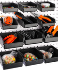 12 Piece Pegboard Bin Kit With 3.5 Inch And 5.5 Inch Plastic Storage Bins And Hooks For Peg Boards Easy Install Durable Workbench Organizers