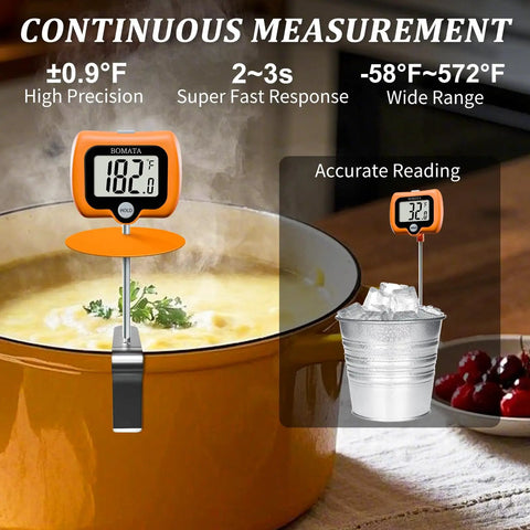 Digital Candy Thermometer With Pot Clip And Rotating Screen Deep Fry Oil Thermometer With Upgraded Silicone Insulation Cap For Accurate Frying Hands Free Readout And Easy Temperature Tracking. clip on pot probe in hot syrup