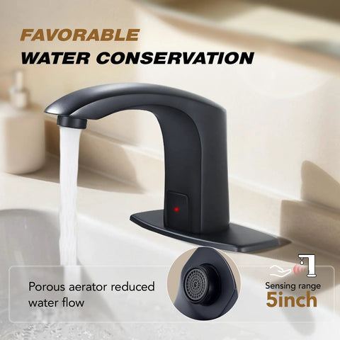 Touchless Sensor Bathroom Sink Faucet No Touch Hands Free Operation With Automatic Water Flow Includes Hole Cover Plate