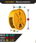 Measurements for Aluminum Tie Wire Reel Kit With Diagonal And Lineman Pliers Reel Pad And Safety Belt Lightweight Rebar Wire Tie Reel For Ironworkers Heavy Duty Tools All In One Belt Attach Kit, showing dimensions: 6.25" length, 6.25" height, 2.25" width.