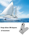 Marine Grade Stainless Boat Hinge Strap Butt Hinge 316 A4 For Hatch Doors And Cabinet Parts With Mirror Like Finish shown on boat image