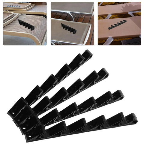8 Piece Black Adjustable Recliner Gear Clips And Back Position Brackets Set For Outdoor Patio Lounge Chairs Replacement Parts With Five Tooth Buckle Beefed Up Weatherproof Outdoor Grade Construction For Any Backyard Setup