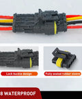 180 Piece 4 Pin Waterproof Electrical Connector Kit with lock buckle and fully sealed rubber sleeve.
