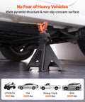 Beefy 3 Ton Jack Stands With Locking Pins Adjustable Height 10.8 To 16.3 Inches Heavy Duty Steel Lift Stands in use under vehicle