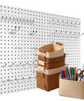 Metal Pegboard Organizer Set 4 Pack White Wall Pegboards With 50 Hooks And Baskets Built Tough For Office Craft Room Garage Sewing Room 300 Lb Capacity Rust Free No Sag Mounting System