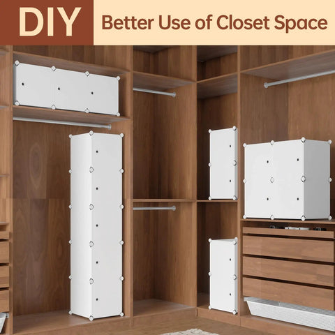 Five Cube Storage Cabinet With Doors for Small Spaces in closet setup with wooden panels and other storage units