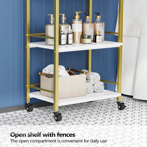 Salon Trolley Cart With Wheels For Estheticians, Mobile Beauty Cart With 1 Drawer And 2 Trays, Pro Grade Spa Storage Organizer