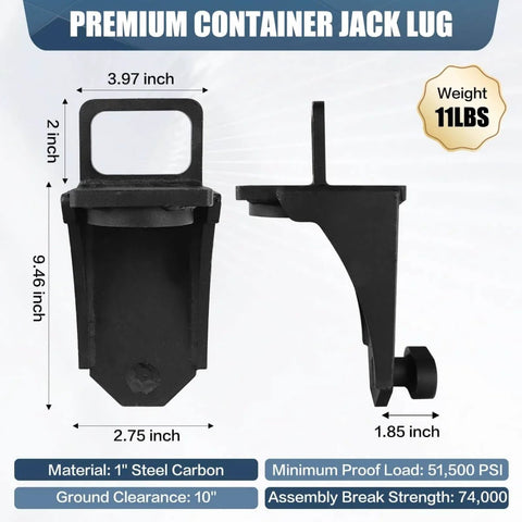 Beefy, Heavy Duty Shipping Container Jack Lug Kit With U Shaped Handle, Bottle Jack Accessories, Built From High Carbon Steel