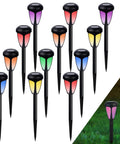 12 Pack Solar Pathway Lights RGB Color Changing Outdoor Garden Lights Auto Color Shifting IP44 Waterproof Solar Powered Landscape Lighting