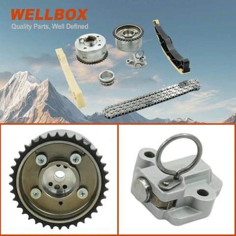 Timing Chain Kit With Intake And Exhaust VVT Gear Sprockets Two Piece Plug And Play For Hyundai Accent Kia Rio 1.6L Engine Replacement