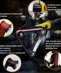 Heavy Duty Belt Sander Adapter For Angle Grinder With 15 Sanding Belts Pipe Tube Polishing Attachment 5/8-11 Thread Universal Kit close-up of guide wheel and spring.